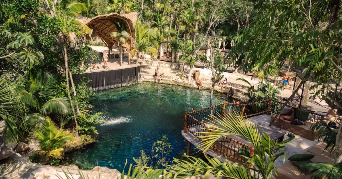 Vesica’s cenote in the jungle, seen from above