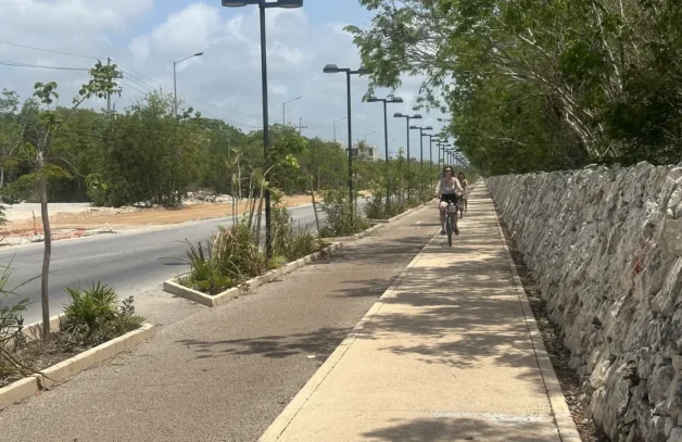 Bike path in Tulum - Avenada Coba between Tulum Pueble and Tulum Beach