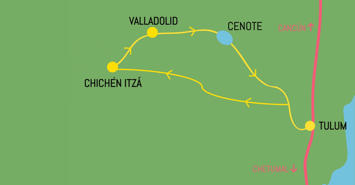 a map of the chitzen itza tour