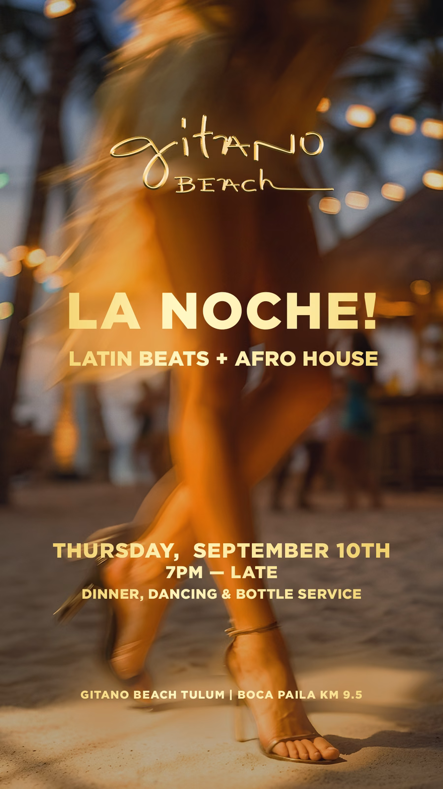 La Noche, Latin beats and Afro house at Gitano Beach Tulum, Thursday 10 September 2026
