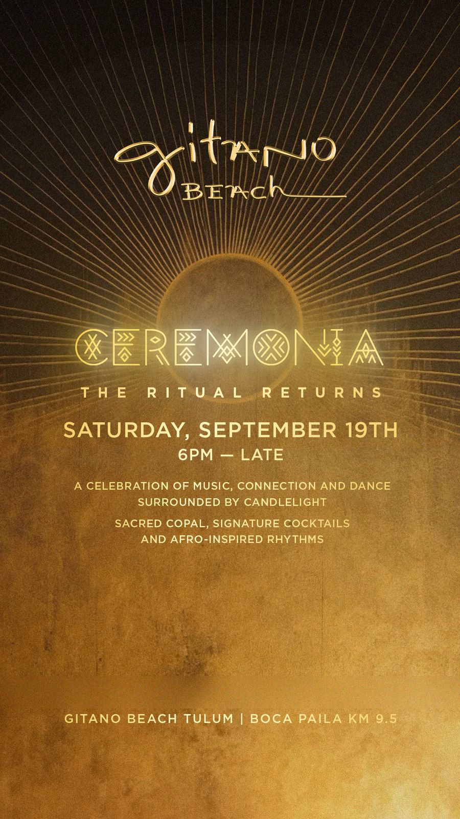 Ceremonia, The Ritual Returns at Gitano Beach Tulum, Saturday 19 September 2026