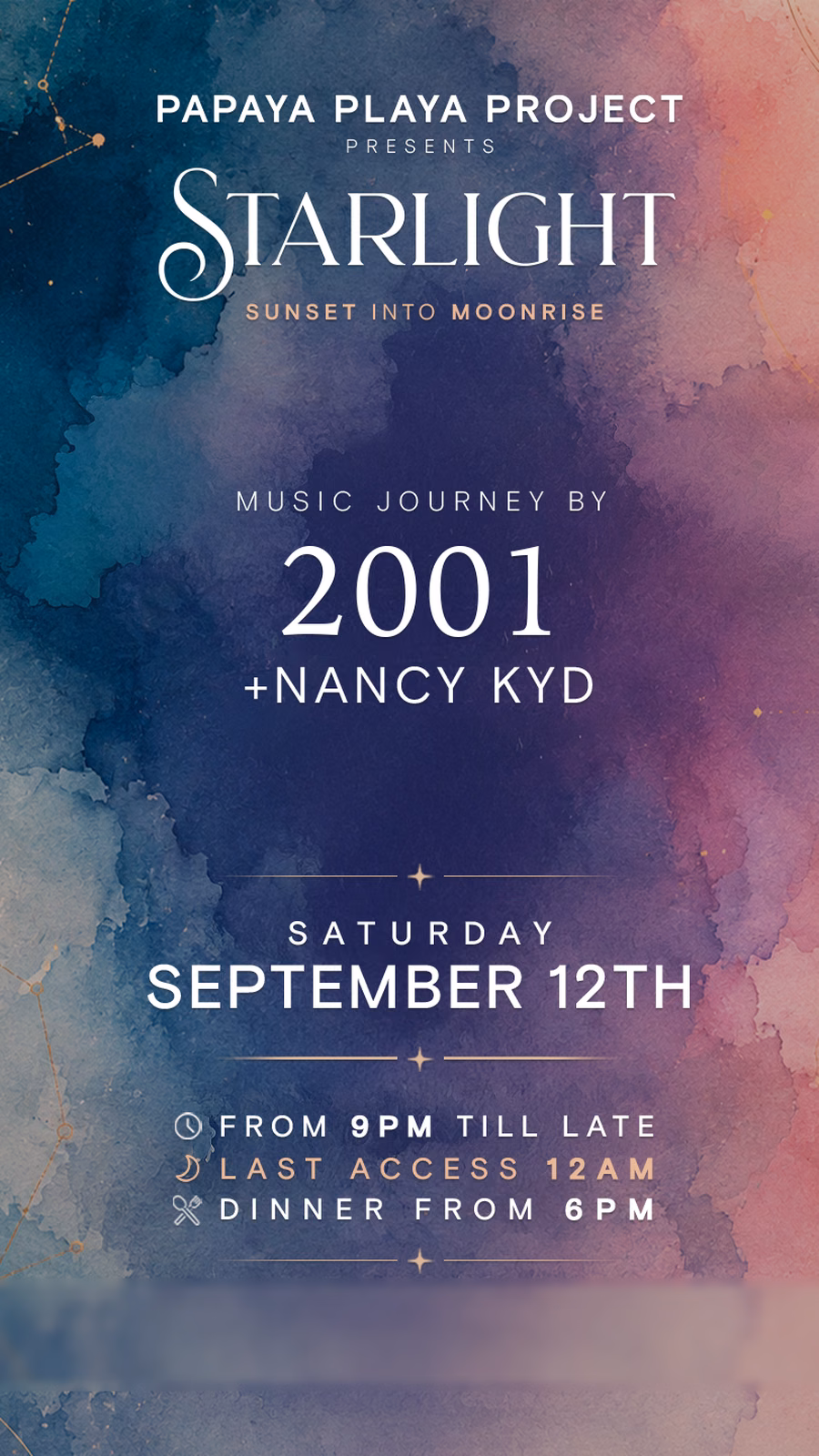 Starlight with 2001 and Nancy Kyd at Papaya Playa Project Tulum, Saturday 12 September 2026