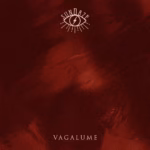 A dark red textured background with a white illustrated eye and rays at the top, labeled SUNDAZE. At the bottom,