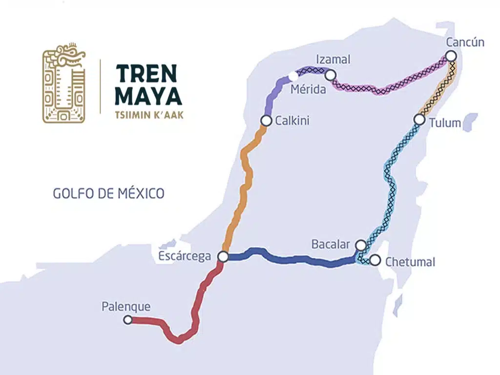 map of maya train tracks showing where you can go to from tulum eventually